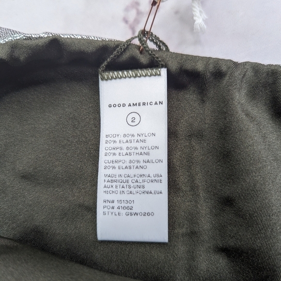 Good American Swim Bottom Women Foil Green Better Bikini Metallic - Picture 9 of 10